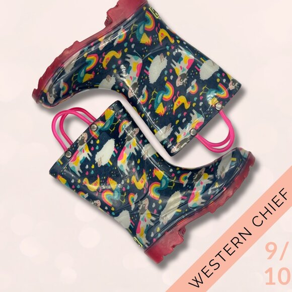 Western Chief Other - Western Chief Girls Size 9/10 Rain Boots | Unicorn Rainbow Farm Print
